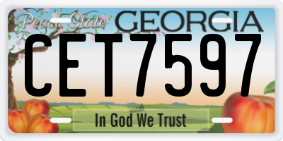 GA license plate CET7597