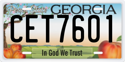 GA license plate CET7601