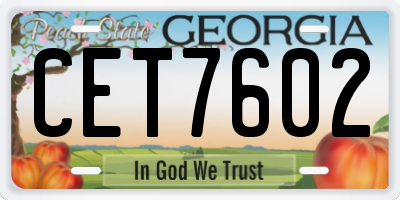 GA license plate CET7602