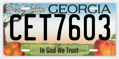 GA license plate CET7603