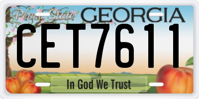 GA license plate CET7611