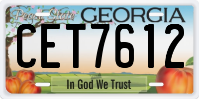 GA license plate CET7612