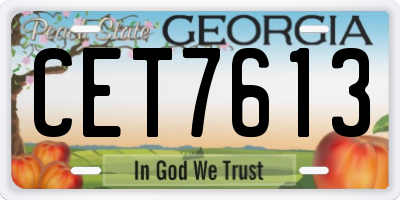 GA license plate CET7613