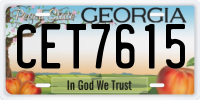 GA license plate CET7615
