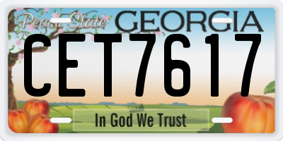 GA license plate CET7617