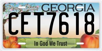 GA license plate CET7618
