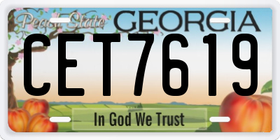 GA license plate CET7619