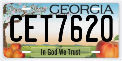 GA license plate CET7620