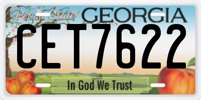 GA license plate CET7622