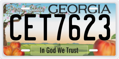 GA license plate CET7623