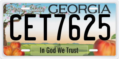 GA license plate CET7625