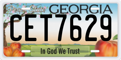 GA license plate CET7629