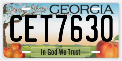 GA license plate CET7630