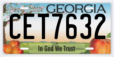 GA license plate CET7632