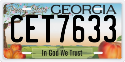 GA license plate CET7633