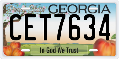 GA license plate CET7634