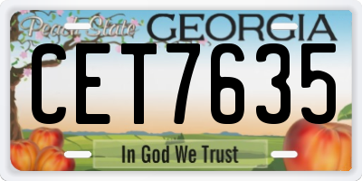 GA license plate CET7635