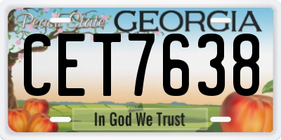 GA license plate CET7638