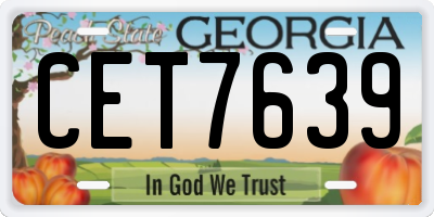 GA license plate CET7639