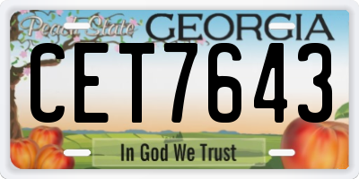 GA license plate CET7643