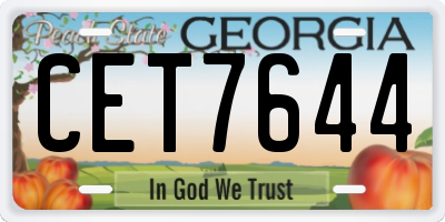 GA license plate CET7644