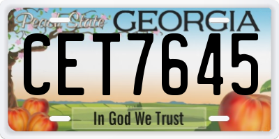 GA license plate CET7645