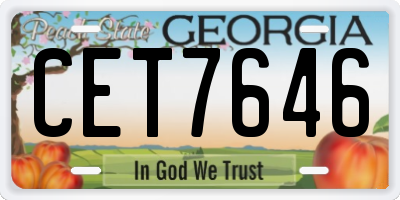 GA license plate CET7646