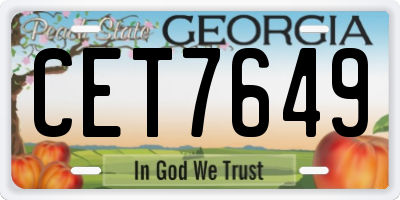 GA license plate CET7649