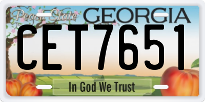 GA license plate CET7651