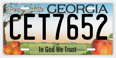 GA license plate CET7652