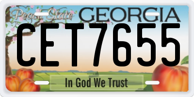 GA license plate CET7655