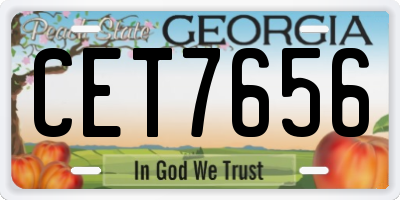 GA license plate CET7656
