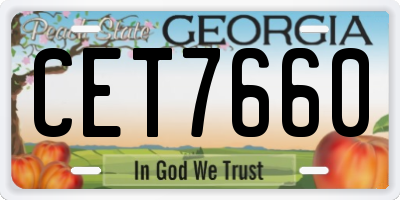 GA license plate CET7660