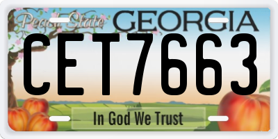 GA license plate CET7663