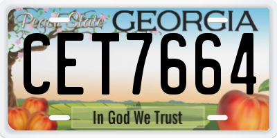 GA license plate CET7664