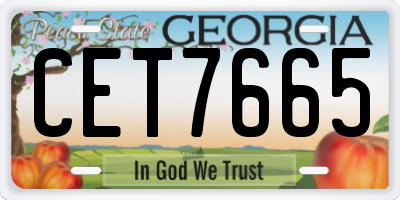 GA license plate CET7665