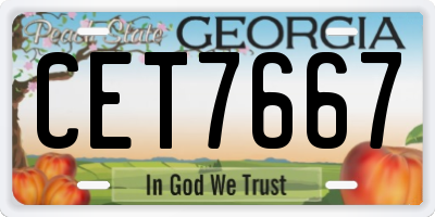 GA license plate CET7667