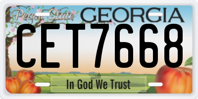 GA license plate CET7668
