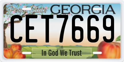 GA license plate CET7669