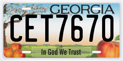 GA license plate CET7670