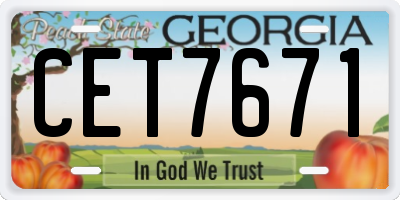 GA license plate CET7671