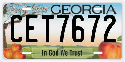 GA license plate CET7672
