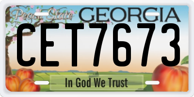 GA license plate CET7673