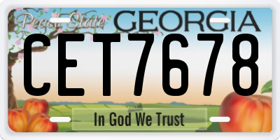 GA license plate CET7678