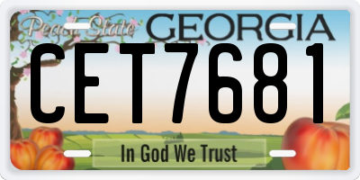 GA license plate CET7681