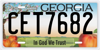 GA license plate CET7682