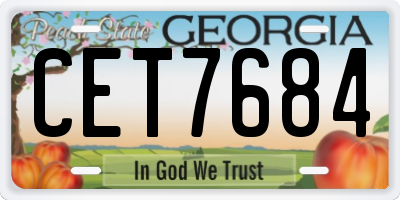 GA license plate CET7684