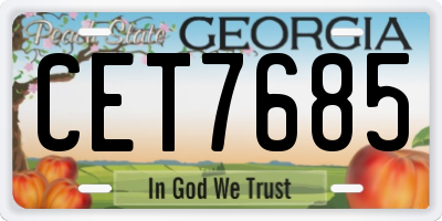 GA license plate CET7685