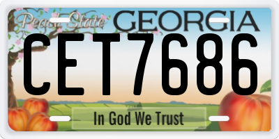 GA license plate CET7686