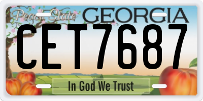 GA license plate CET7687